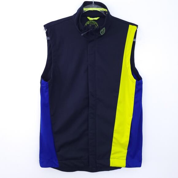 Ian Poulter Golf Vest Jacket Zip Up Men Small Navy Blue, Yellow, Sleeveless - Picture 1 of 5